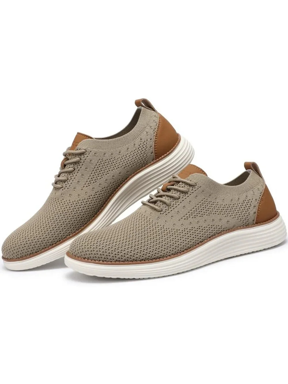 VILOCY Men's Khaki Ethylene Vinyl Acetate Casual Breathable Comfortable Sneakers